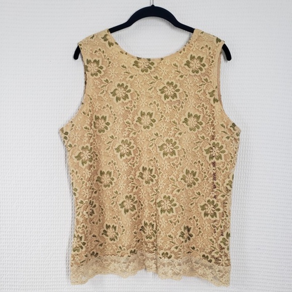 Vintage Studio 1940 Lace Tank Top Womens Beige V-Neck Sleeveless Grunge Romantic - Picture 3 of 14